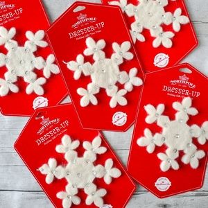 Hallmark (5) Felt Sequin Snowflakes Ornaments Box Gift Toppers Northpole 1820